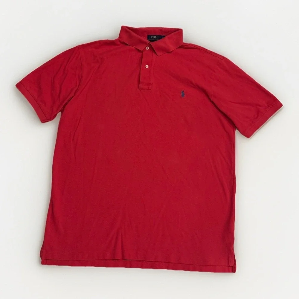 Polo Ralph Lauren Mesh Polo Shirt Red Classic Fit Preppy Golf Men's Size XL TALL